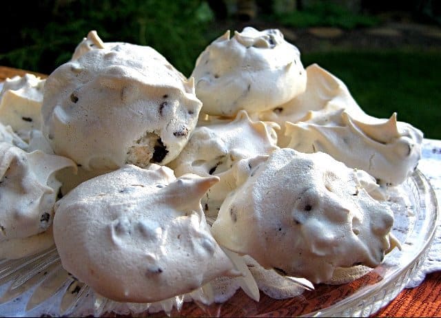 Chocolate Chip Meringue Cookies on a plate