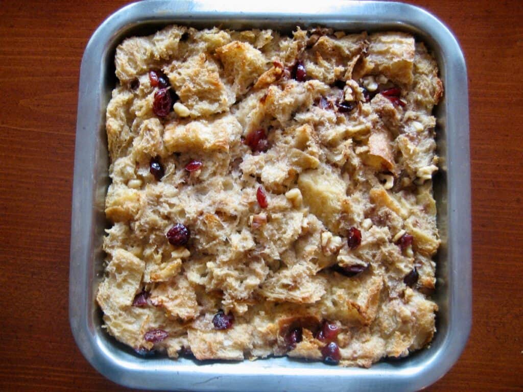 Bread Pudding baked in a 9 x 9-inch baking pan.