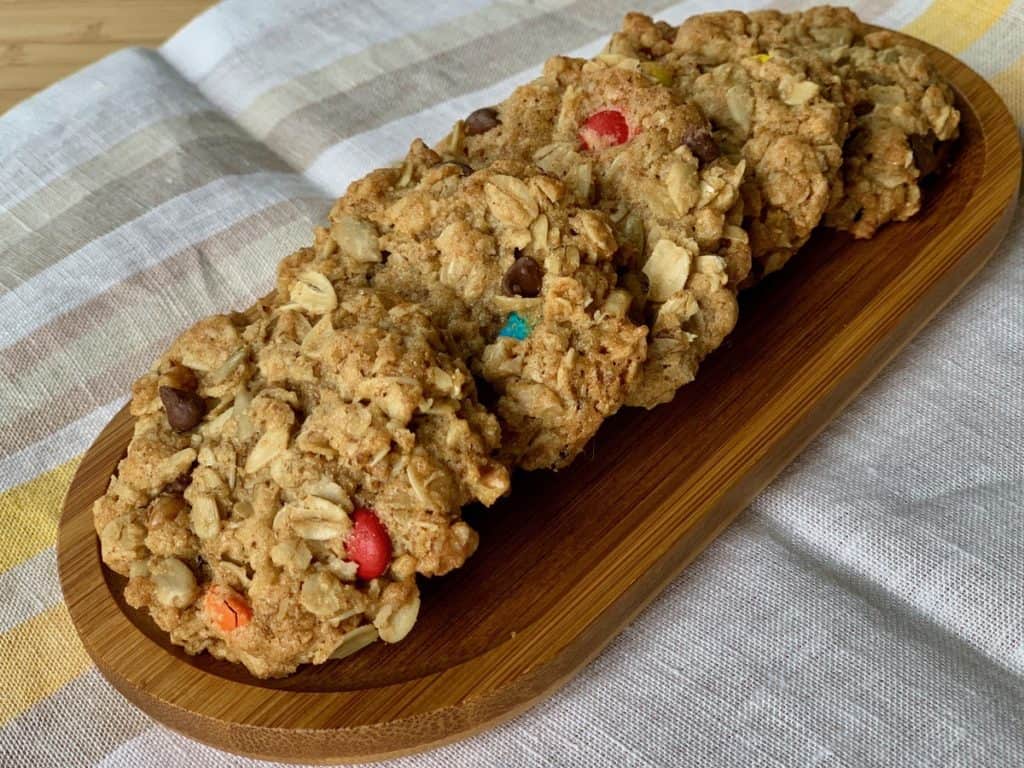 Soul-Stirring Oatmeal Cookies arranged on a wooden plate. 