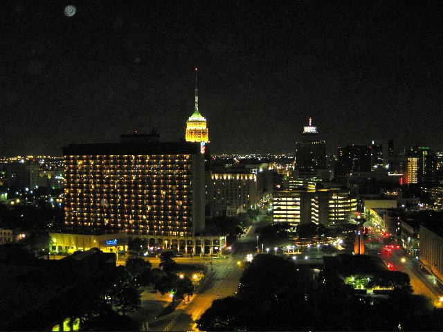 A night view of San Antonio, TX.