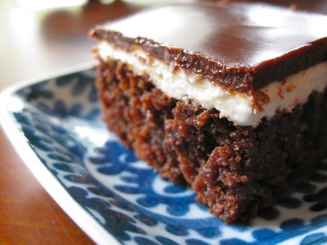 Layered side view of Fancy Brownies slice