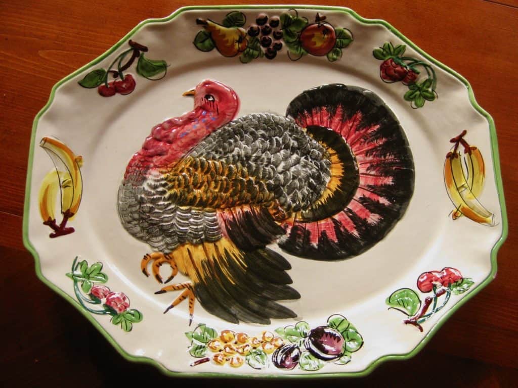 A Vintage Turkey Platter for the Thanksgiving roasted turkey.