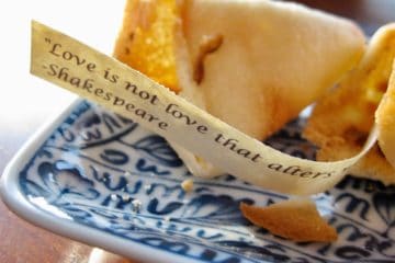 Just broken, a personally selected fortune is found inside this homemade Fortune Cookie.