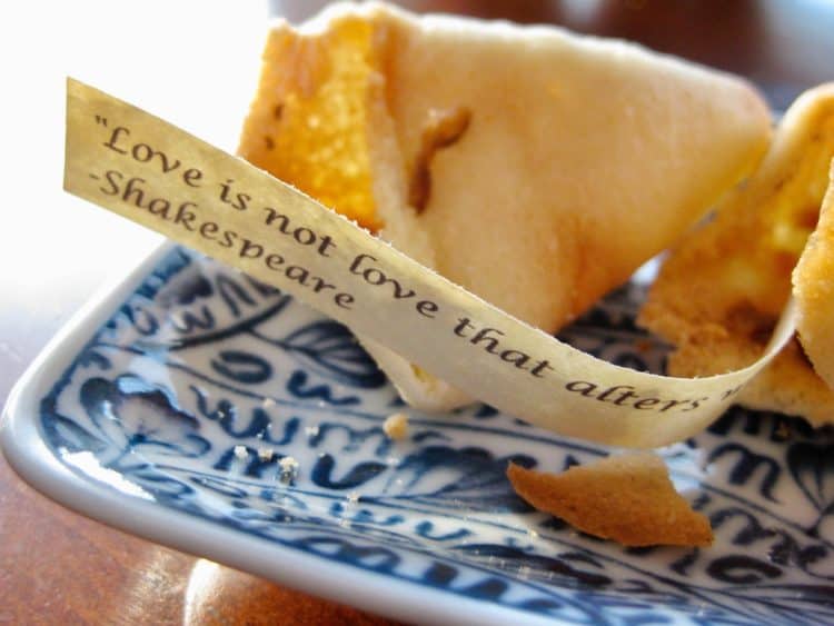 Just broken, a personally selected fortune is found inside this homemade Fortune Cookie.