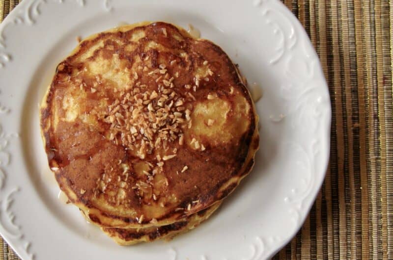 Sweet Potato Pancakes with Coconut Banana Topping