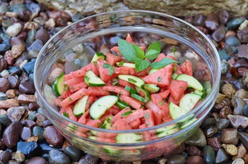 Minted Watermelon and Cucumber Salad