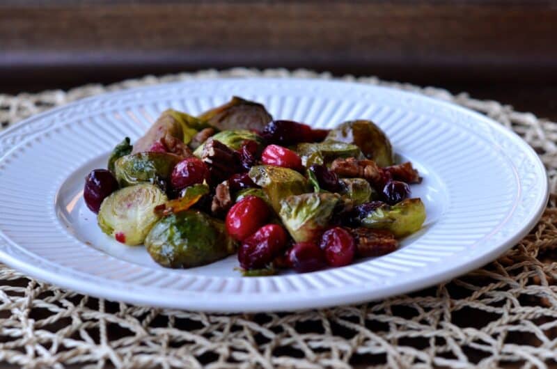 Roasted Brussels Sprouts and Cranberries with Pecans