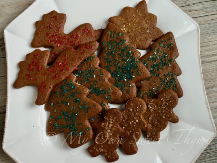 Gingerbread Cookies with Colored Sugar Sprinkles on a plate