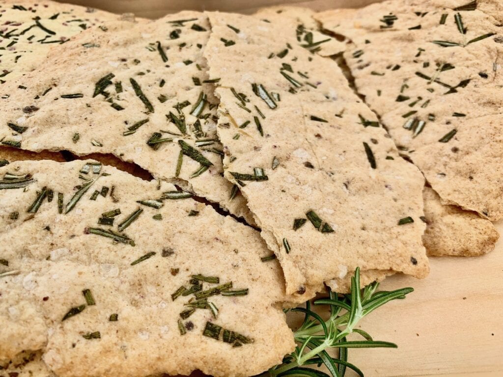 Rosemary Sourdough Crackers Cracked.