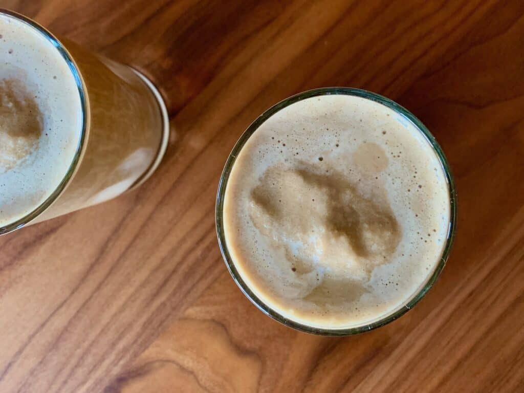 Gingerbread Smoothies in tall glasses.