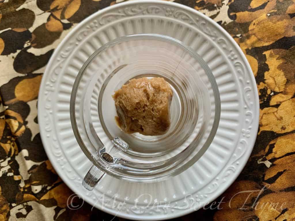 Peanut Butter Fudge base in a glass cup.