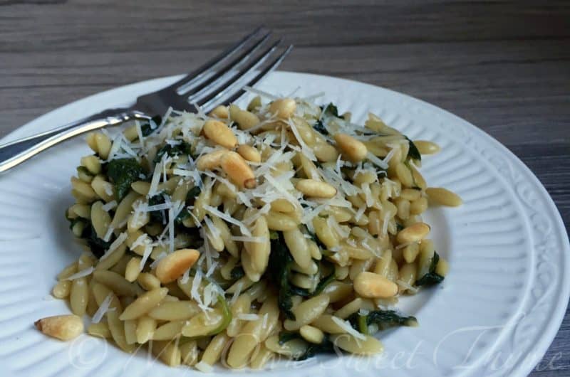Orzo with Spinach and Pine Nuts