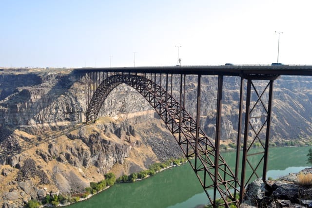 Perrine Memorial Bridge over the Snake River Canyon in Twin Falls, ID.