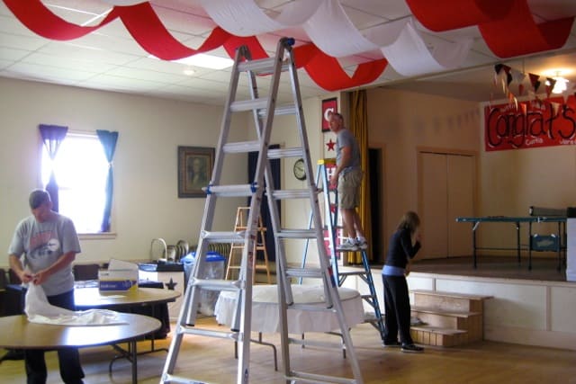 decorating a rented space for a graduation party 