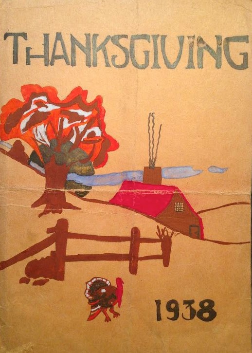 Thanksgiving 1938 - Decorated Cover to a holiday menu 